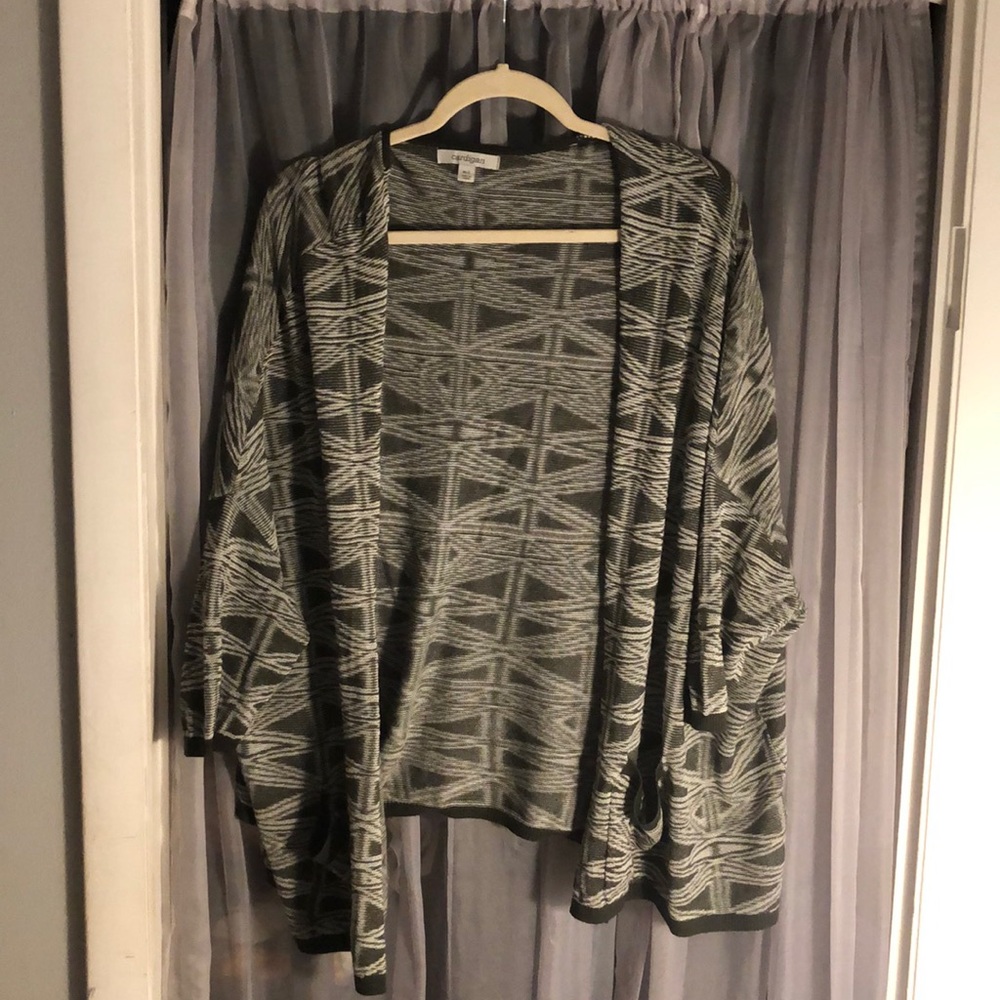 Grey Patterned Cardigan Sweater